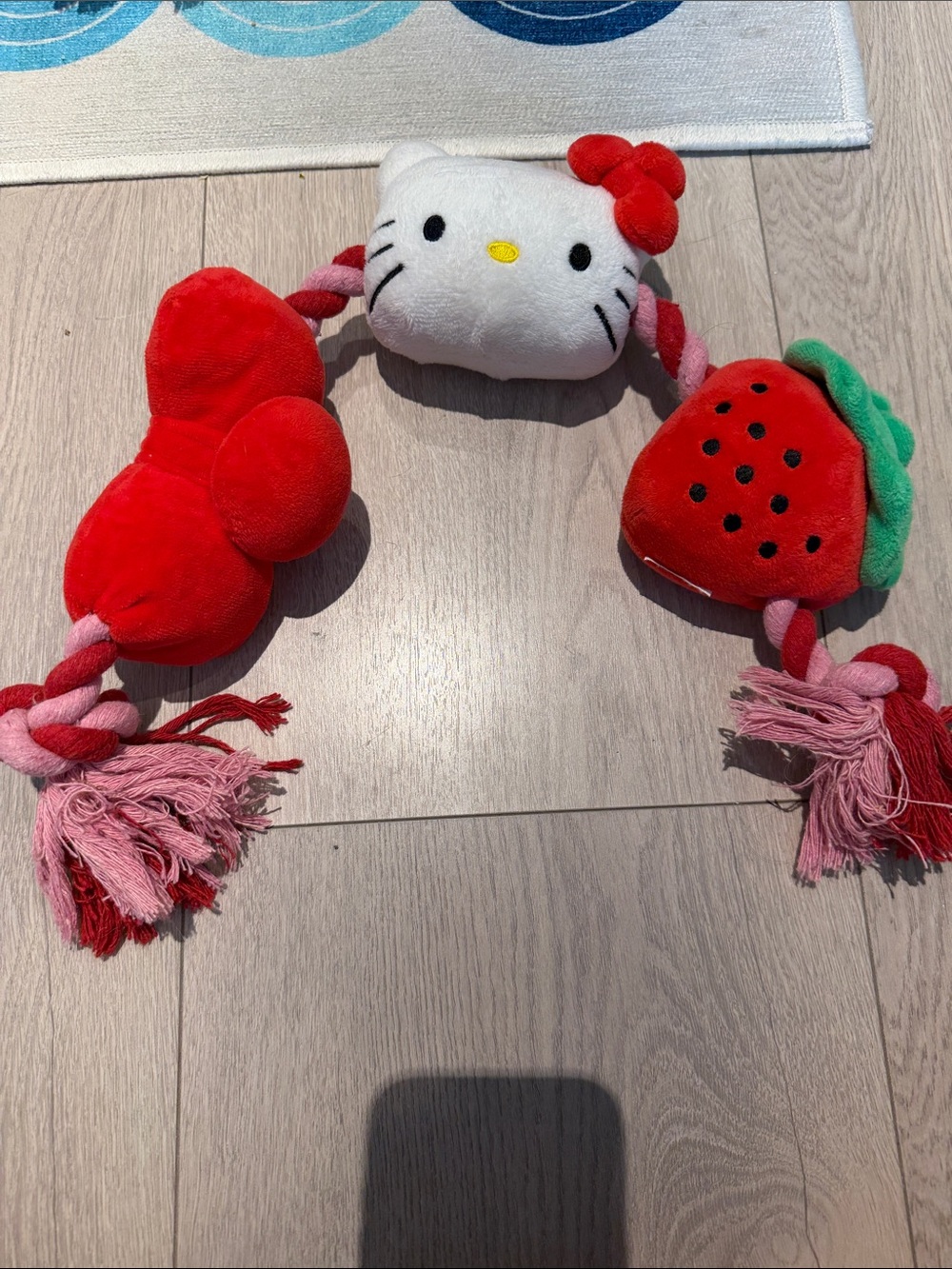 Hello Kitty Red, White & Green Plush Rope Toy with Strawberry and Bow